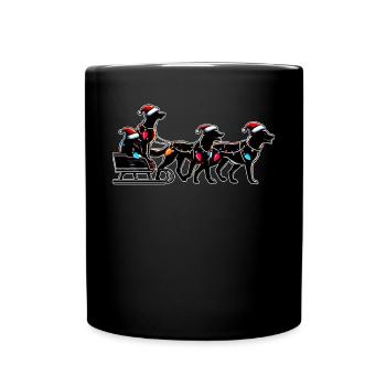 Mushen Traîneau Chien Chapeau de Noël Noël - Mug uni - noir - Devant