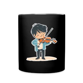 Little Violin Boy - Full Colour Mug - black - Front