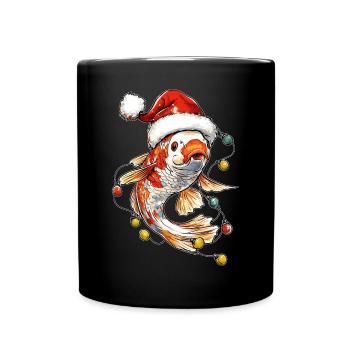 Nishikigoi carpe carpe koi poisson chapeau de Noël - Mug uni - noir - Devant