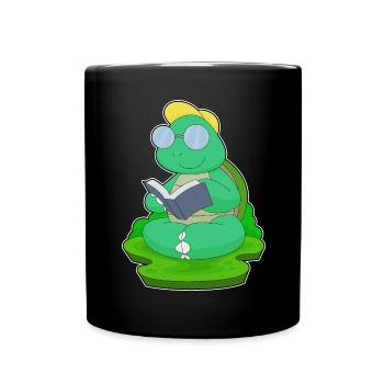 Turtle Nerd Book Glasses - Full Colour Mug - black - Front