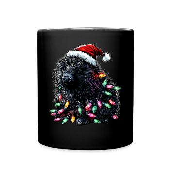 Stachelschwein Demokraten Weihnachtsmütze Xmas - Tasse einfarbig - Schwarz - Vorne