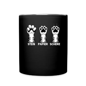 Cat Stone Paper Scissors Paw Game Funny - Full Colour Mug - black - Front