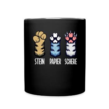 Cat Stone Paper Scissors Paw Game Funny - Full Colour Mug - black - Front