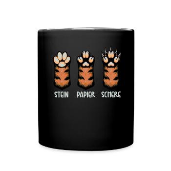 Cat Stone Paper Scissors Paw Game Funny - Full Colour Mug - black - Front