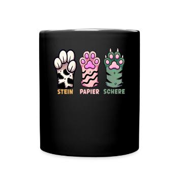 Chat Pierre Papier Ciseaux Patte Jeu Drôle - Mug uni - noir - Devant