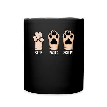 Cat Stone Paper Scissors Paw Game Funny - Full Colour Mug - black - Front