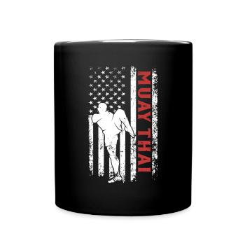 Muay Thai Fighter Muay Thai US Flag - Full Colour Mug - black - Front