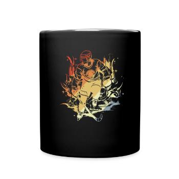 Joueur de hockey sur glace style bande dessinée - Mug uni - noir - Devant