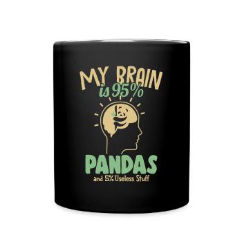 Mein Gehirn besteht zu 95% aus Pandas Panda Bär Freund Riese - Tasse einfarbig - Schwarz - Vorne