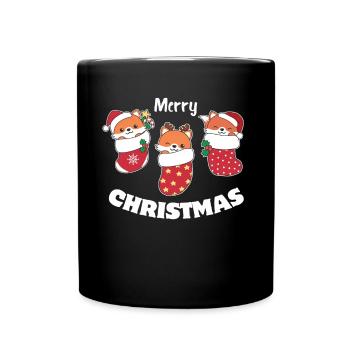 Renards mignons en chaussette de Noël pour Noël - Mug uni - noir - Devant