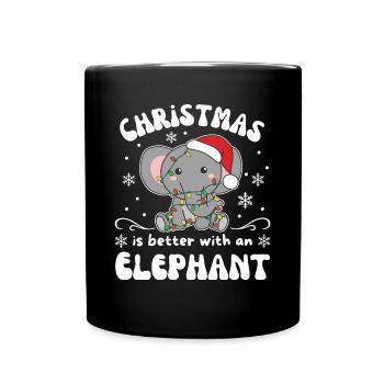Christmas is better with an elephant - Full Colour Mug - black - Front