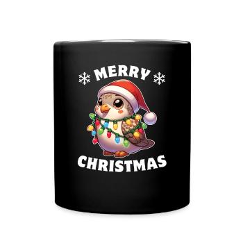 Weihnachten Lichterkette Turteltaube - Tasse einfarbig - Schwarz - Vorne