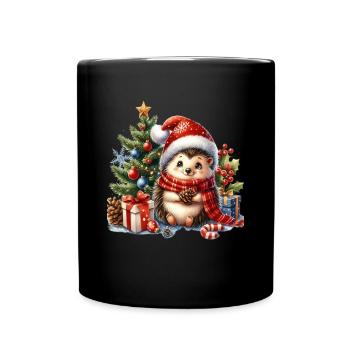 Cute hedgehog Christmas motif with gifts - Full Colour Mug - black - Front
