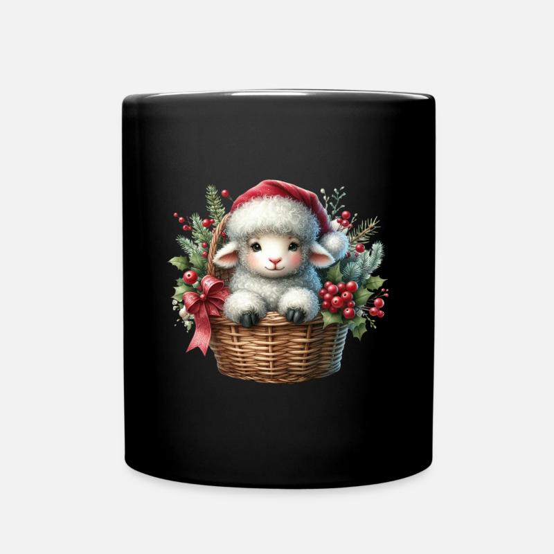 Agneau de Noël dans un panier - Mug uni - noir
