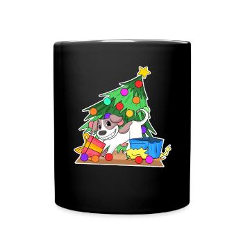 Dog Christmas Tree Funny Christmas - Full Colour Mug - black - Front