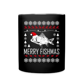 Joyeux Fishmas Poisson Moche Drôle Noël Pêche Lo - Mug uni - noir - Devant