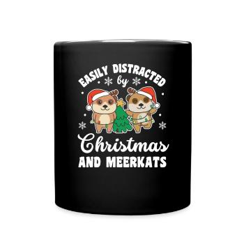 Facilement distrait par Noël et les suricates - Mug uni - noir - Devant