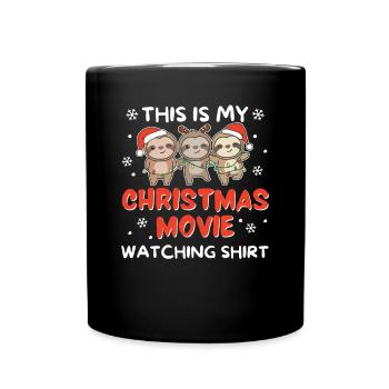 Sloth Christmas Movie Watching - Full Colour Mug - black - Front