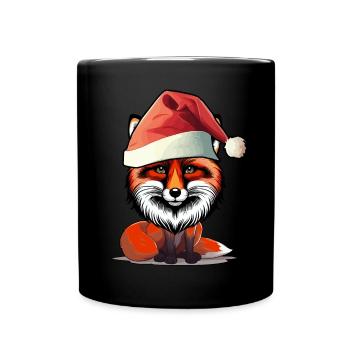 Weihnachtsmann Nikolaus Fuchs spaßig lustig - Tasse einfarbig - Schwarz - Vorne