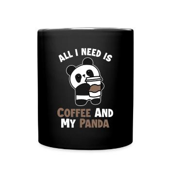 Coffee and my Panda Panda Bear Friend Lover Giant - Full Colour Mug - black - Front