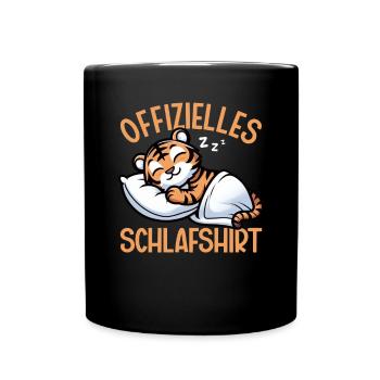 Offizielles Schlafshirt Tiger Tigerliebhaber - Tasse einfarbig - Schwarz - Vorne