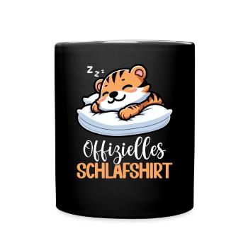 Offizielles Schlafshirt Tiger Tigerliebhaber - Tasse einfarbig - Schwarz - Vorne
