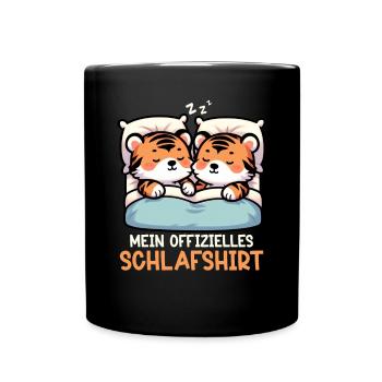 Offizielles Schlafshirt Tiger Tigerliebhaber - Tasse einfarbig - Schwarz - Vorne