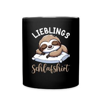 Official Sleep Shirt Sloth Late Riser - Full Colour Mug - black - Front