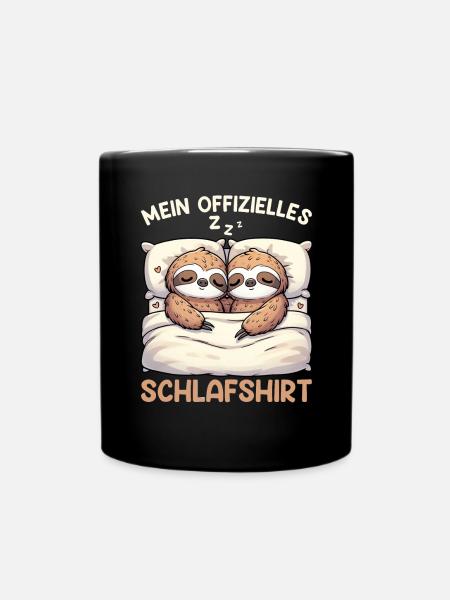 Offizielles Schlafshirt Faultier Langschläfer - Tasse einfarbig - Schwarz