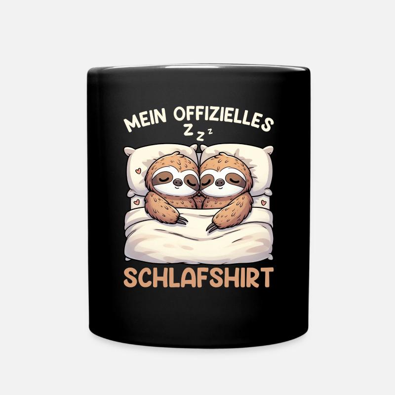 Offizielles Schlafshirt Faultier Langschläfer - Tasse einfarbig - Schwarz