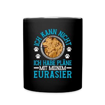 Plans with my Eurasier Eurasian Spitz - Full Colour Mug - black - Front