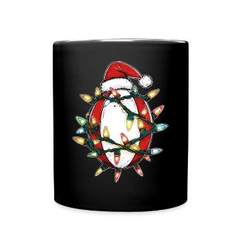Rugby Ballspieler Team Weihnachtsmütze Xmas - Tasse einfarbig - Schwarz - Vorne