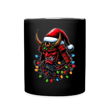 Samurai Krieger Japanische Weihnachtsmütze Xmas - Tasse einfarbig - Schwarz - Vorne
