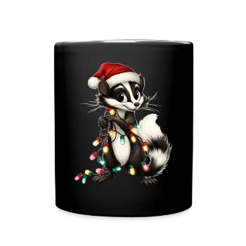 Mignon Skunk Père Noël Chapeau - Mug uni - noir - Devant