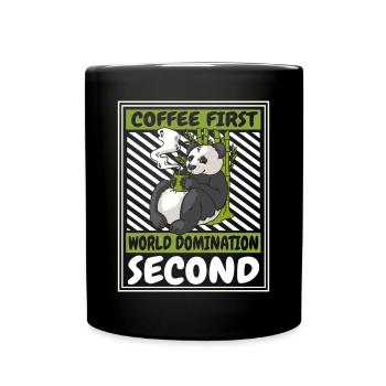 Café Première Domination du Monde Deuxième Panda Ours - Mug uni - noir - Devant