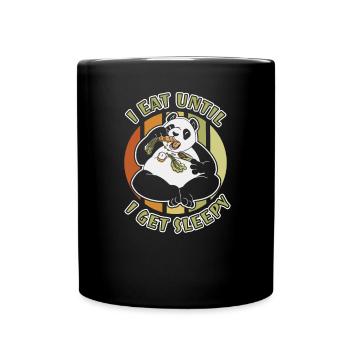 Ich esse, bis ich schläfrig werde Panda Bär Freund Riese - Tasse einfarbig - Schwarz - Vorne