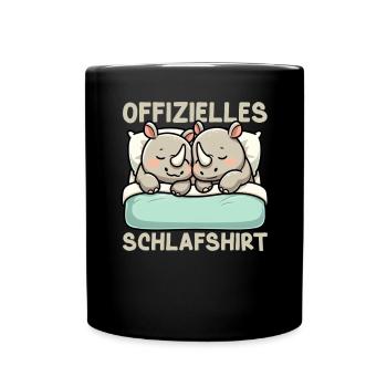Official Sleeping Shirt Rhinoceros Late Riser - Full Colour Mug - black - Front