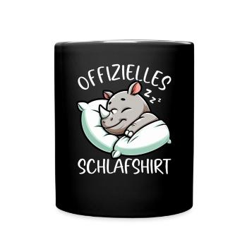 Official Sleeping Shirt Rhinoceros Late Riser - Full Colour Mug - black - Front