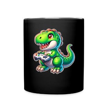 Gaming Dinosaur T Rex - Full Colour Mug - black - Front
