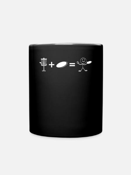 Disc Golf Basket + Disc Golf = Funny Stick Figure - Tasse einfarbig - Schwarz