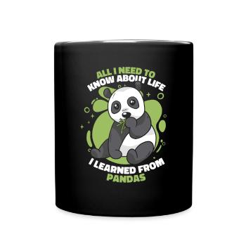 Ich habe von Pandas Panda Bär Freund Giant gelernt - Tasse einfarbig - Schwarz - Vorne