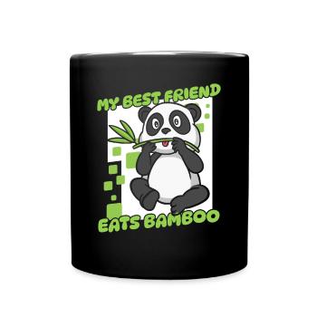 My Best Friend Eats Bamboo Panda Bear Friend - Full Colour Mug - black - Front
