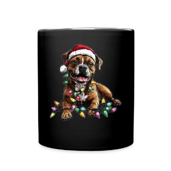 Staffordshire Bull Terrier Chien Père Noël Hat Xm - Mug uni - noir - Devant
