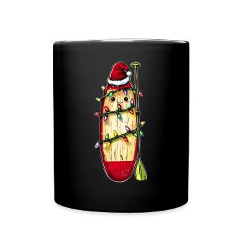 Niedliche Kawaii SUP Stand Up Paddling Weihnachtsm - Tasse einfarbig - Schwarz - Vorne