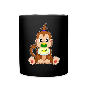 Affe Baby Lätzchen Schnuller - Tasse einfarbig - Schwarz - Vorne