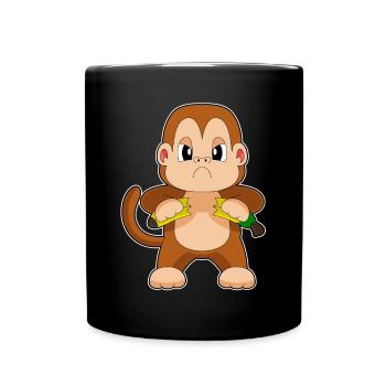 Affe Banane  - Tasse einfarbig - Schwarz - Vorne