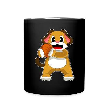 Dog Basketball Player Basketball - Full Colour Mug - black - Front