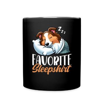 Official Sleeper Collie Lover Sleeps - Full Colour Mug - black - Front