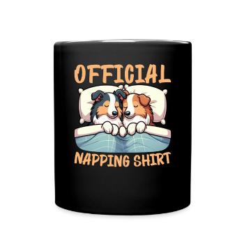 Official Sleeper Collie Lover Sleeps - Full Colour Mug - black - Front