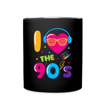 I love 90's / 90er Jahre Design - Tasse einfarbig - Schwarz - Vorne